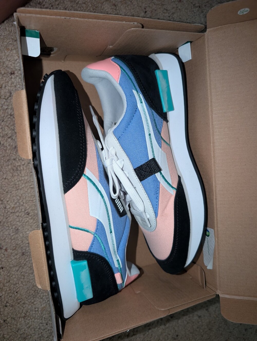 Puma Women’s Future Rider Twofold in Peach, Blue & Black - Picture 3 of 7